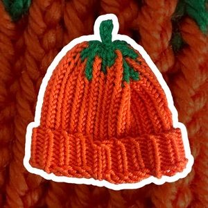 Knitted Neon Pumpkin Hat